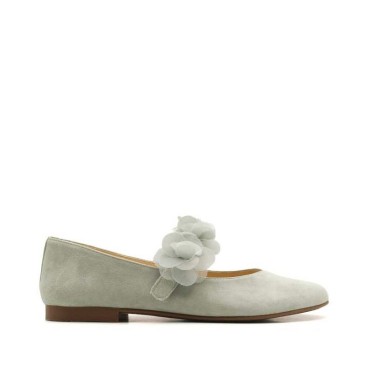 zapatos mercedita niña ceremonia verde agua de ante