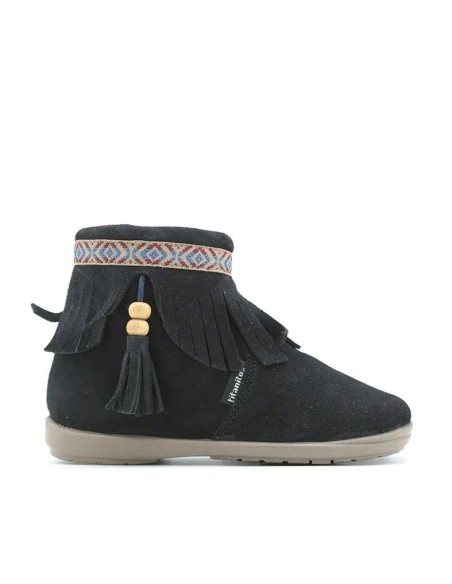 Botin Flecos Niña azul marino de piel serraje