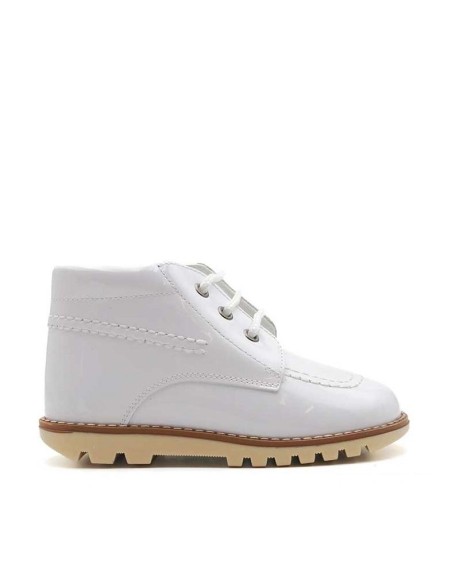 Botines charol blanco infantil