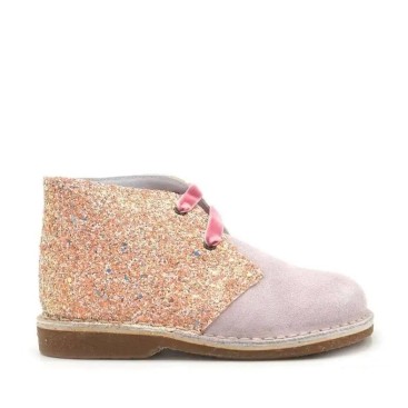 BOTINES SAFARI ROSA glitter niña