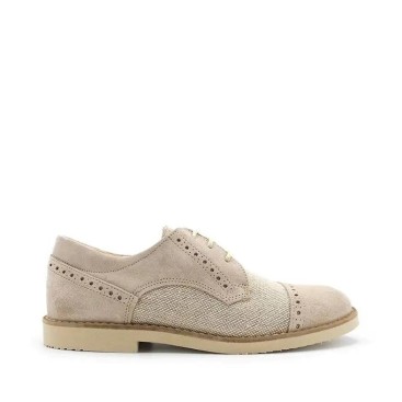 zapatos niño comunión beige de serraje y lino
