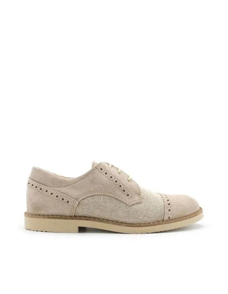 zapatos niño comunión beige de serraje y lino