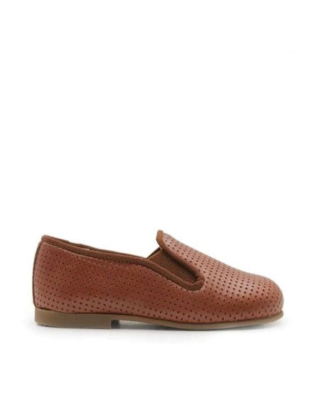 Zapatos sin cordones niño picado marrón