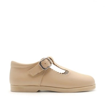 zapato pepito de piel para niño beige