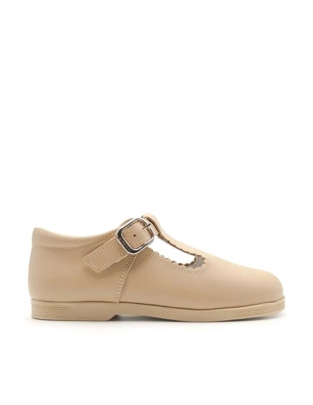 zapato pepito de piel para niño beige