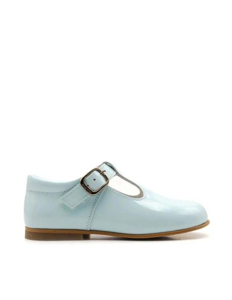 Zapato pepito de Charol Azul celeste para niño