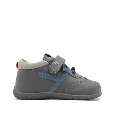 Zapatillas de piel gris para niños