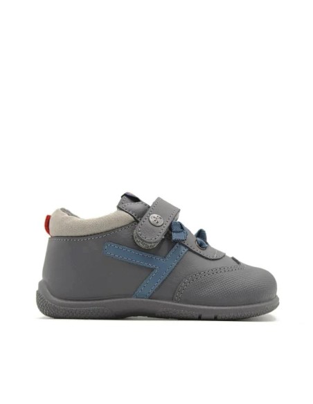 Zapatillas de piel gris para niños