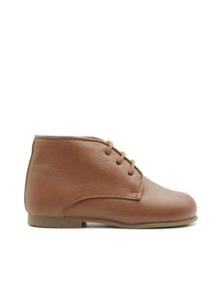 botines piel niño camel con cordones