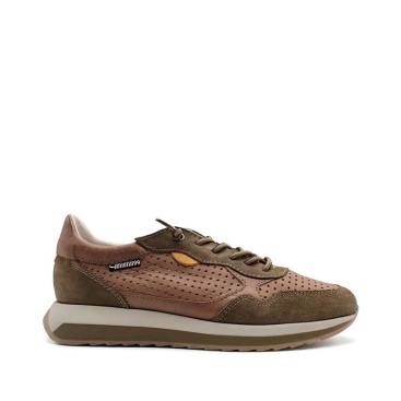 Zapatilla hombre verde piel Santana99 vista frontal