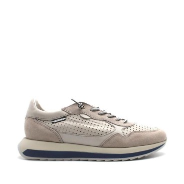 Zapatilla hombre gris piel Santana99 vista frontal
