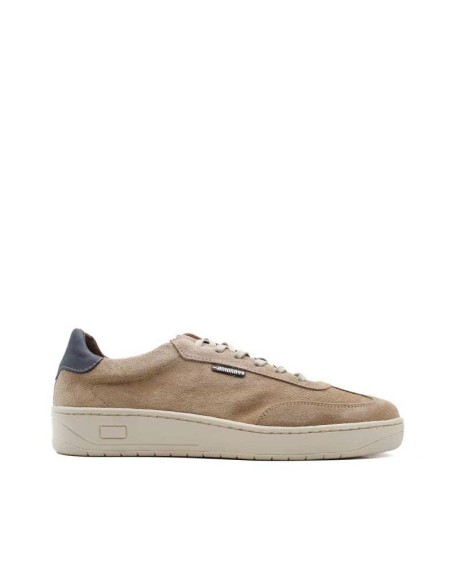zapatillas casual de piel taupe con cordones para hombre