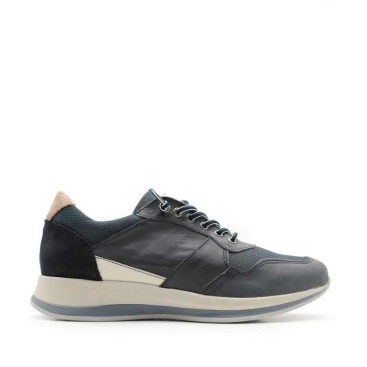 Zapatillas hombre azul marino piel