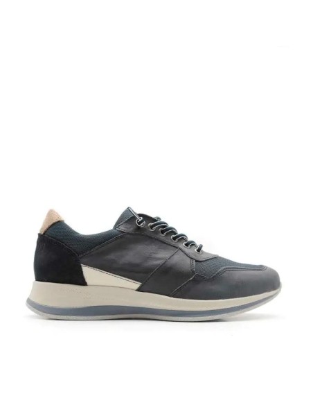Zapatillas hombre azul marino piel