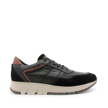 zapatillas piel negras hombre
