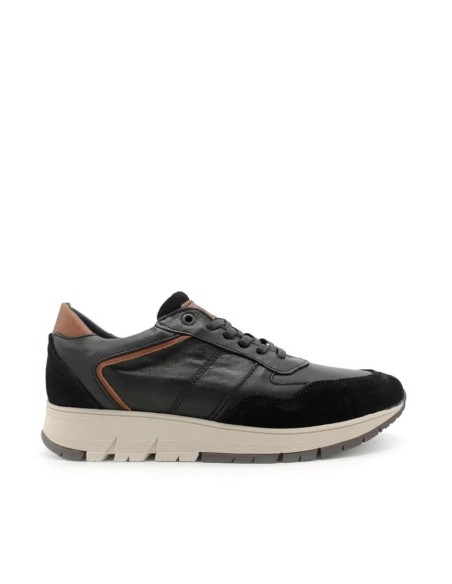 zapatillas piel negras hombre