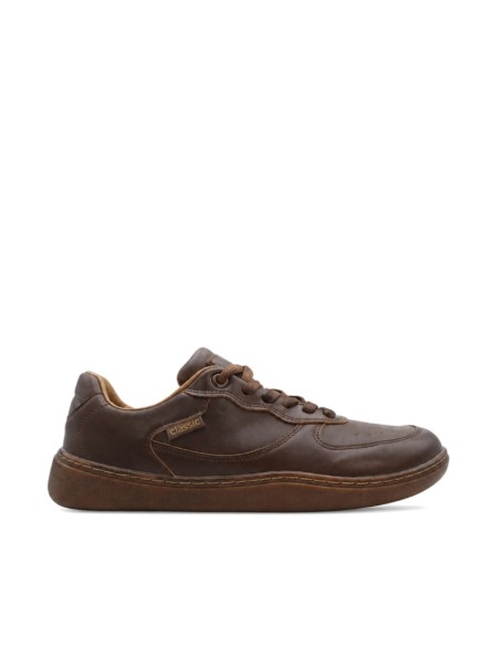 Zapatilla barefoot marrón hombre vista lateral