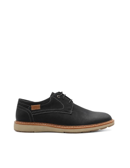 Zapato casual negro hombre con cordones y suela beige