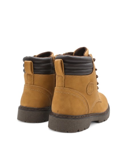 Vista trasera de bota niño camel con tirador