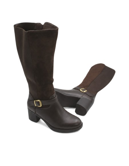 Bota alta marrón chocolate con caña elástica