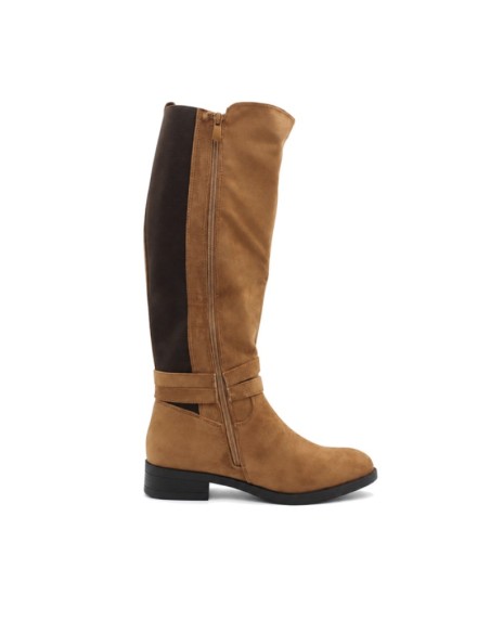 Bota camel con cremallera lateral interior
