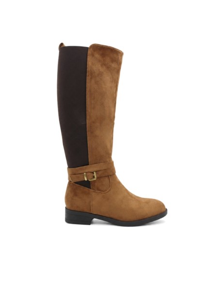 Bota alta camel para mujer vista lateral