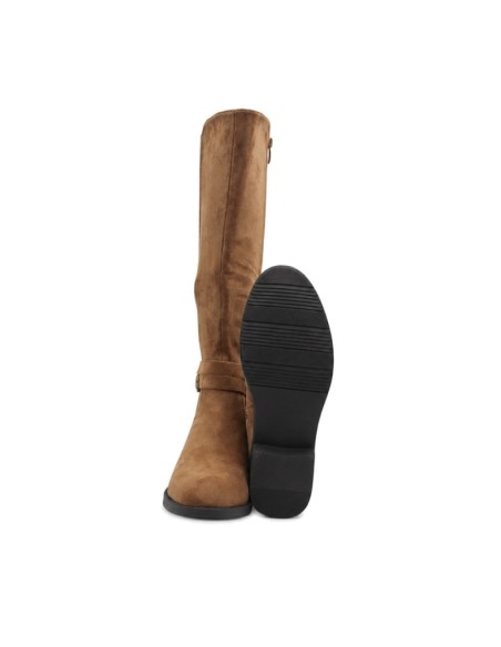 Bota plana camel mujer con tacón bajo