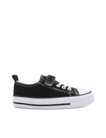 Zapatillas lona negras niño y niña con velcro