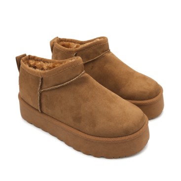 Botín camel corto con plataforma de 3,5 cm