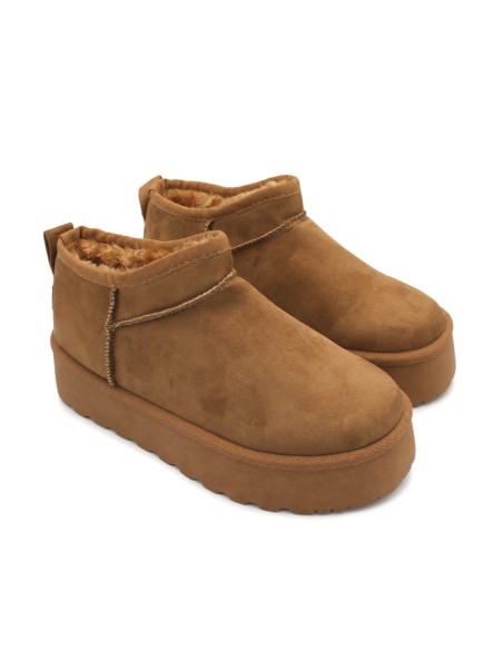 Botín camel corto con plataforma de 3,5 cm