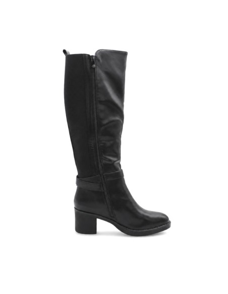 Bota negra con cremallera lateral y caña elástica