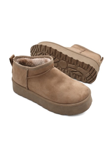 Botín australiano beige corto con plataforma de 3,5 cm