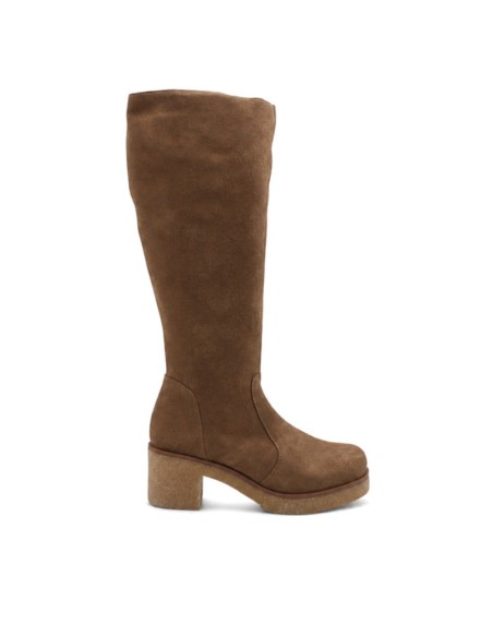 Bota serraje camel mujer vista lateral