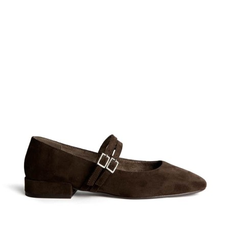 Zapato Mary Jane de tacón bajo marrón