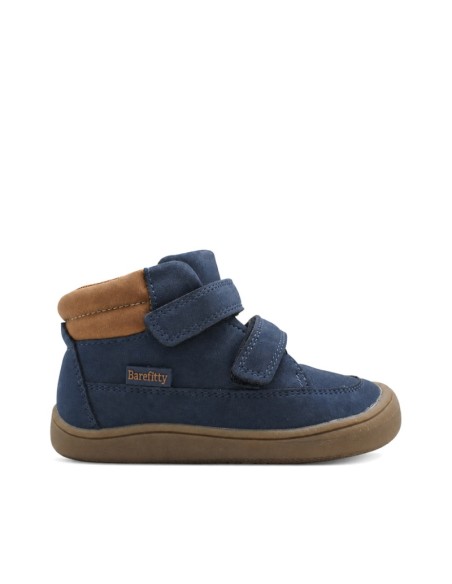 Botín barefoot azul marino niño con doble velcro