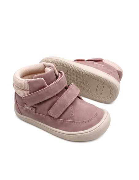 Botín barefoot rosa niña con suela flexible 0 drop