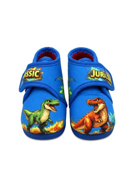Zapatillas casa dinosaurios azul para bebé y niño