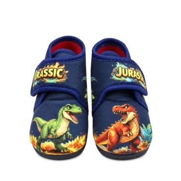 Zapatillas de casa dinosaurio azul marino para niño