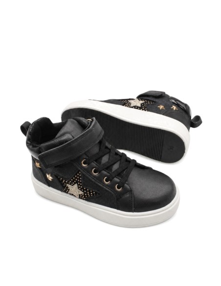 Zapatilla alta negra niña con plataforma de 2,6 cm