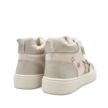 Vista trasera de zapatilla alta dorada Bubble Kids