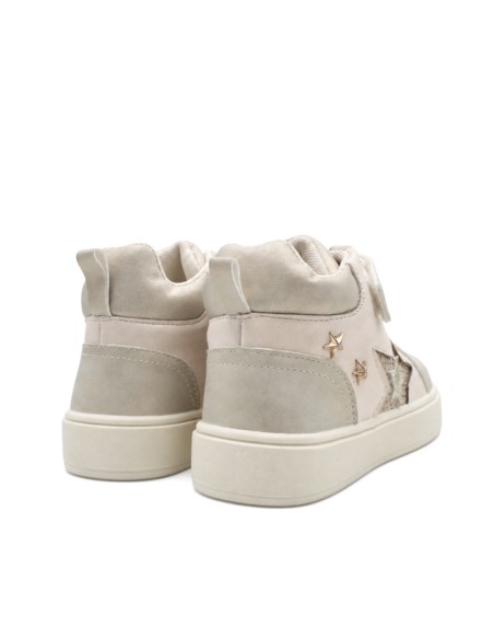 Vista trasera de zapatilla alta dorada Bubble Kids