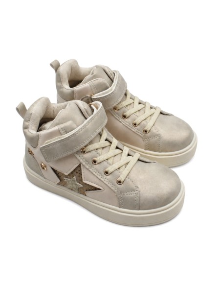 Zapatillas doradas niña con plataforma y estrellas decorativas