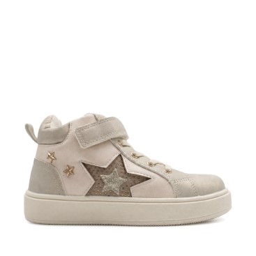 Zapatillas abotinadas niña doradas con estrellas