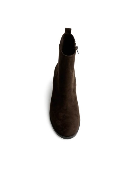 Botín marrón chocolate para mujer con caña de 13 cm y tacón bloque Corina M6855 vista frontal superior