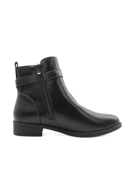 Botín negro mujer con cremallera interior y tacón bajo