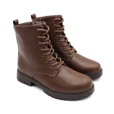Botines militares marrón mujer vista tres cuartos