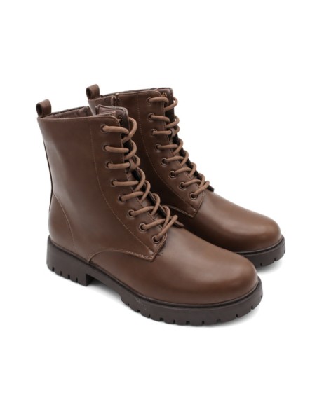 Botines militares marrón mujer vista tres cuartos