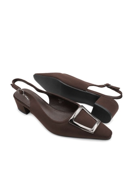 Zapato marrón tallas grandes mujer destalonado