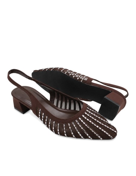 Zapato marrón de fiesta tallas grandes con detalles brillantes