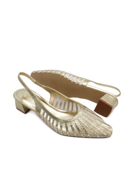 Zapato dorado tallas grandes mujer con aplicaciones brillantes